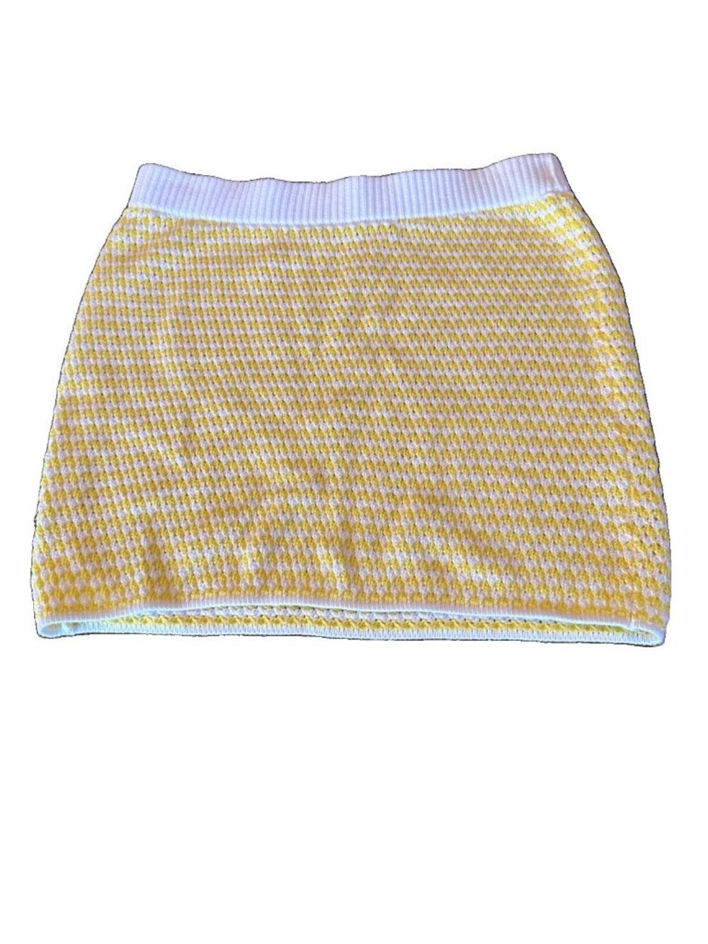 Future Collective Knitted Mini Skirt Alani Noelle Yellow And Whites Small